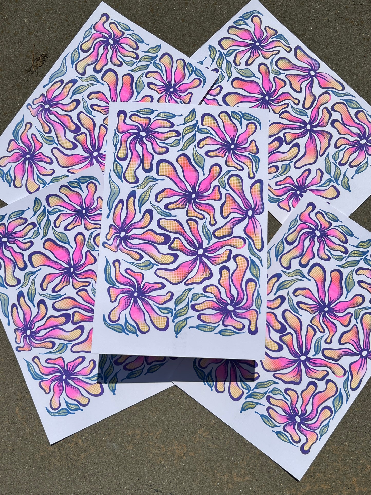 “Melting Florals” Risograph Print