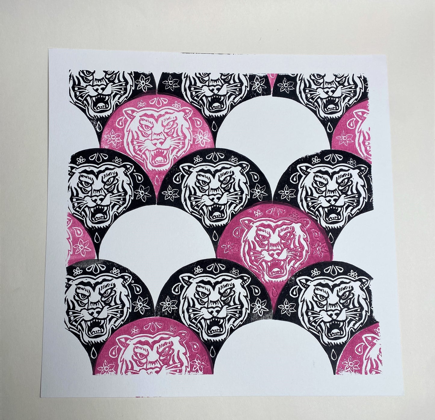 Year of the Tiger - Pink Black 12"x12"