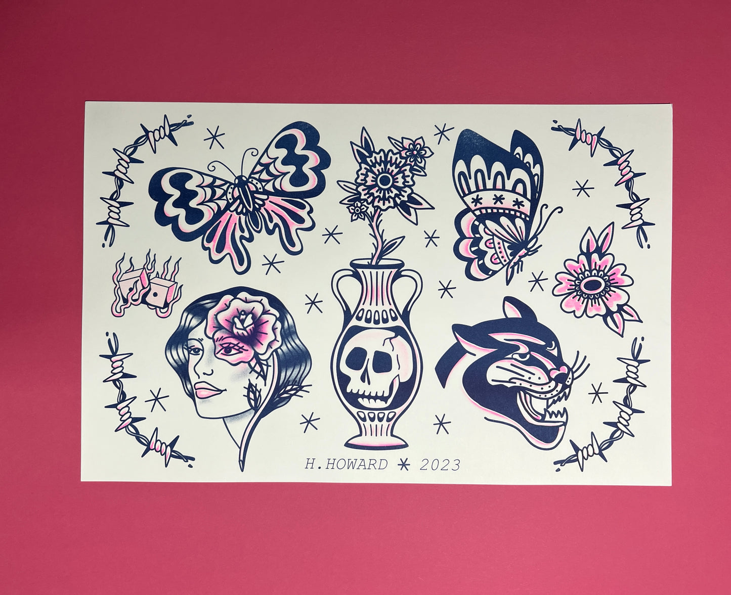 Flash Tatts Risograph Print