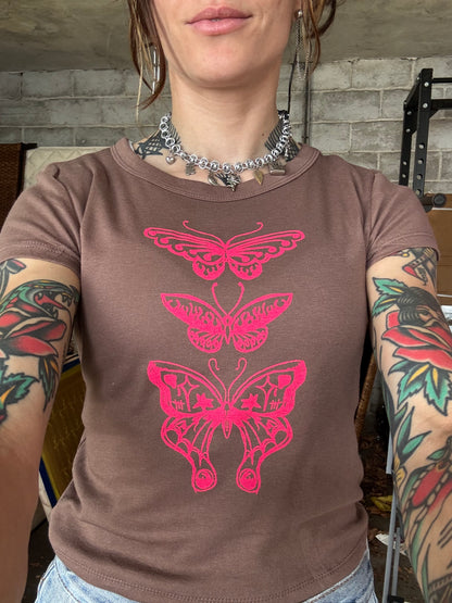 Butterfly Cropped Baby Tee