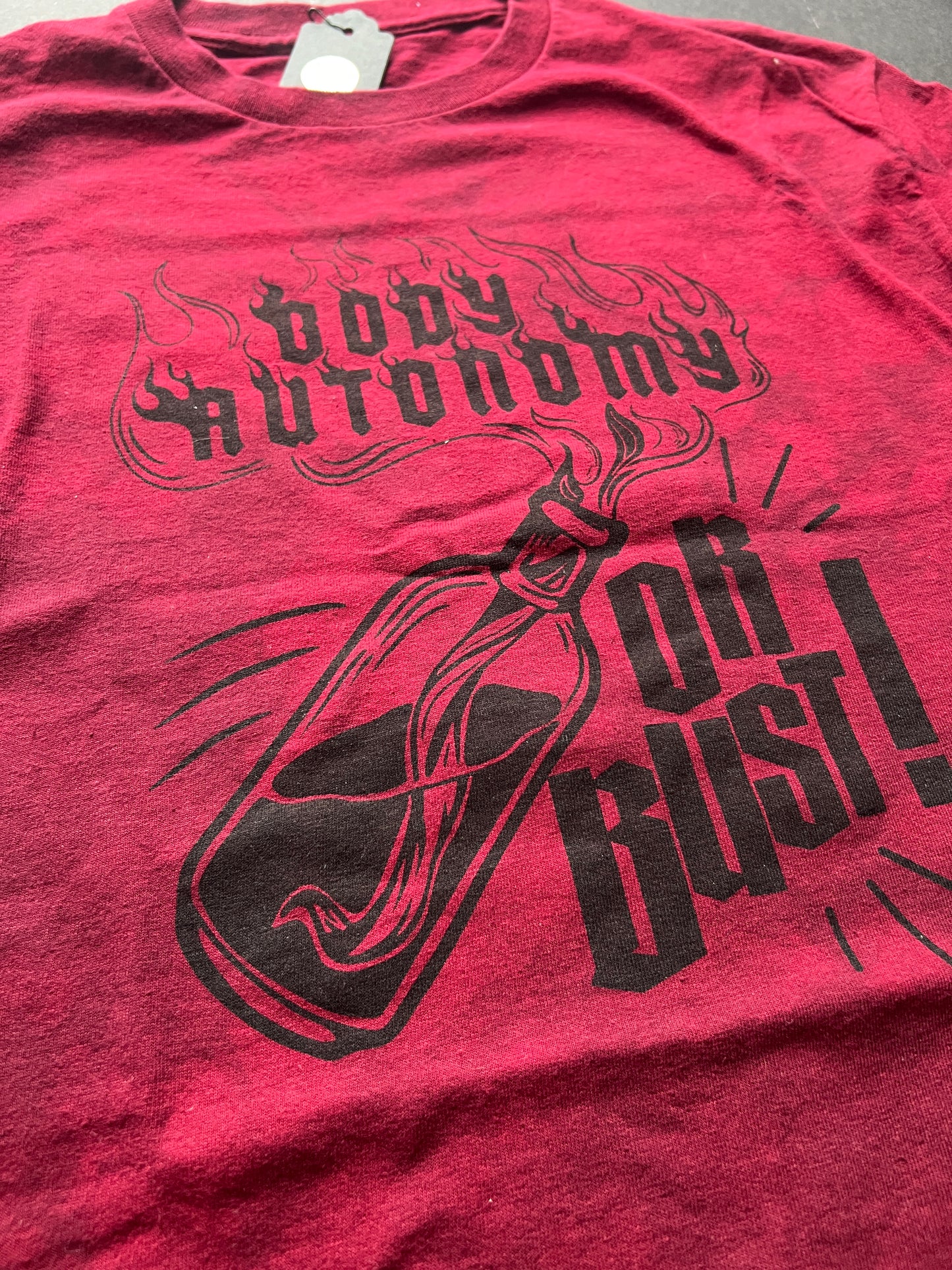 Maroon Dyed Body Autonomy or Bust! Tee