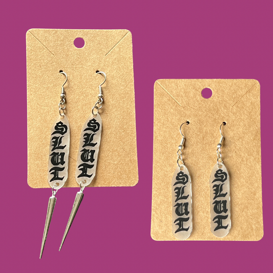 Slut Block Print Earring