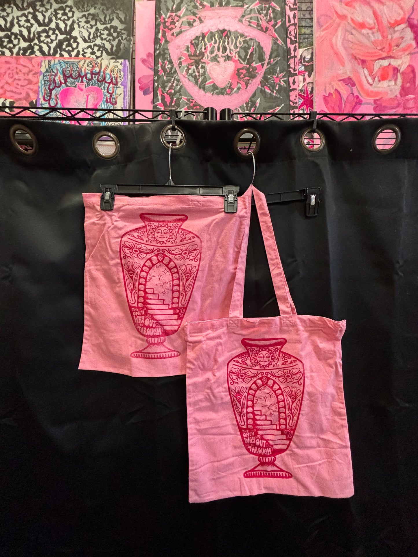 Only Way Out is Through Tote Pink