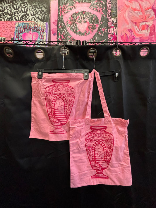 Only Way Out is Through Tote Pink