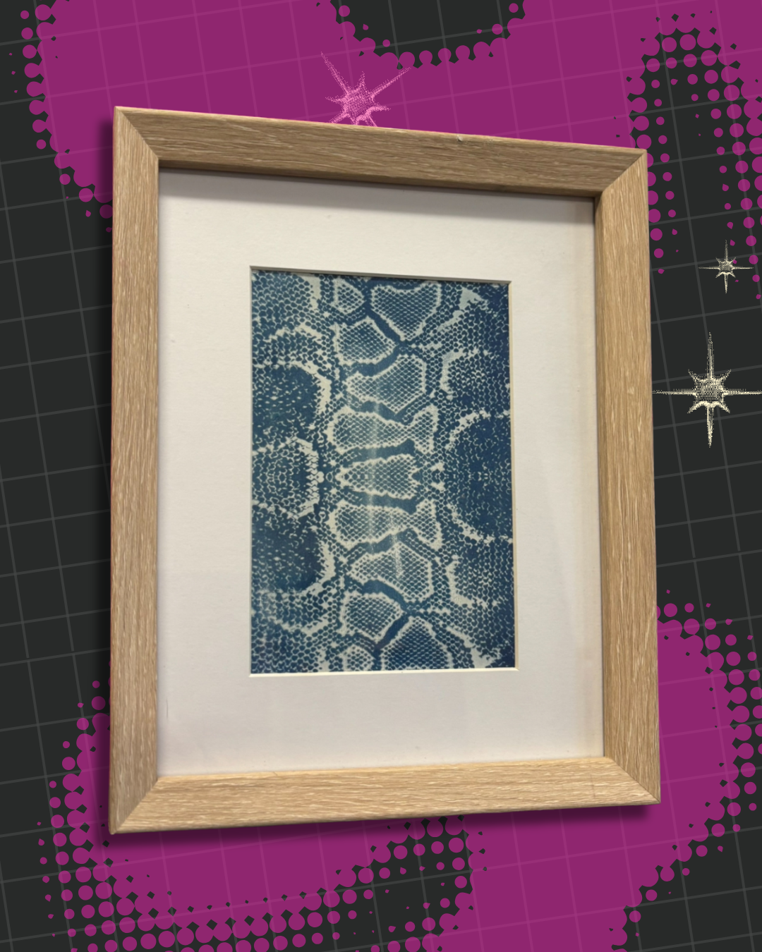 Framed Snakeskin Cyanotype