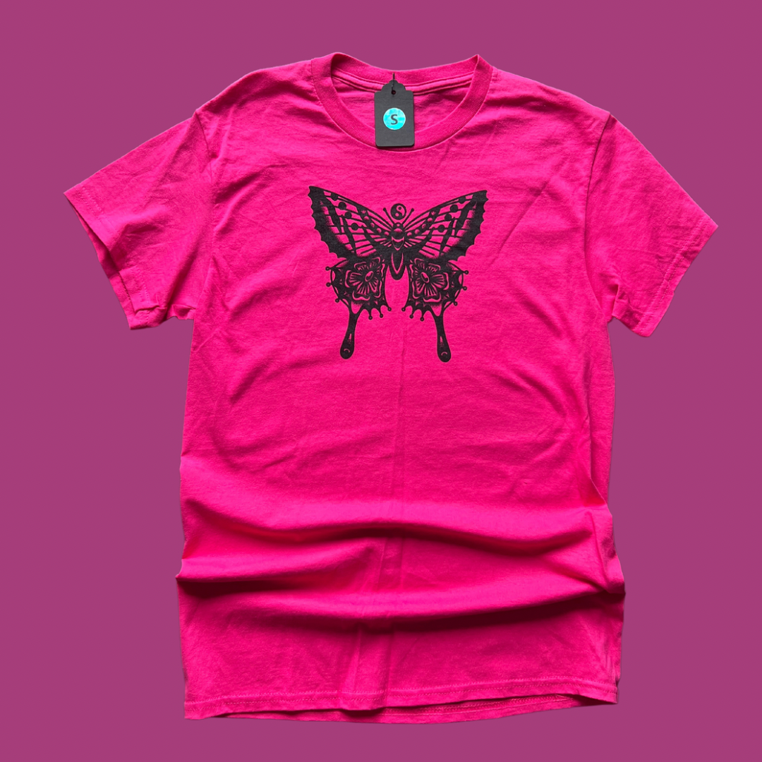 Pink-N-Black Butterfly Tee