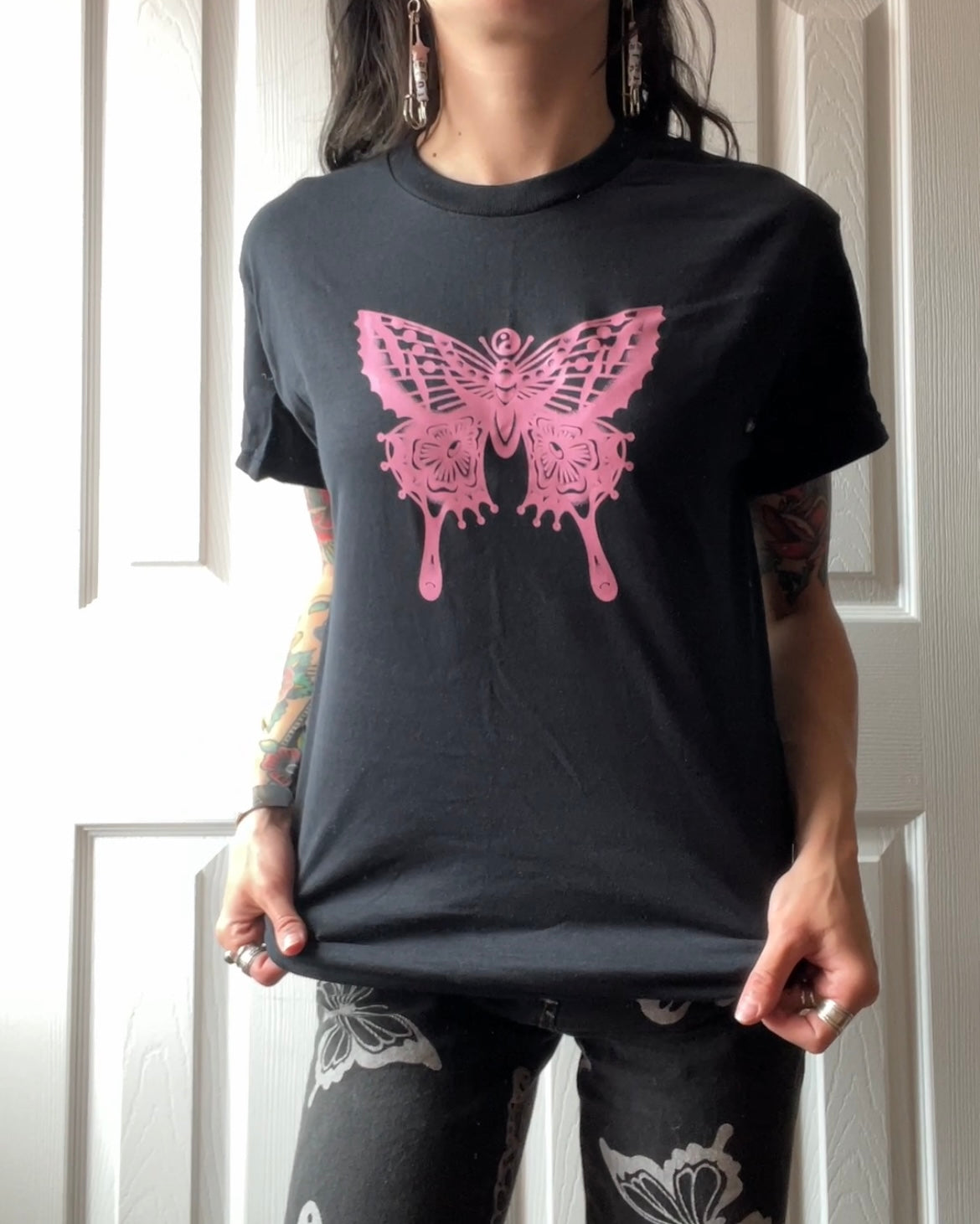 Black-N-Pink Butterfly Tee