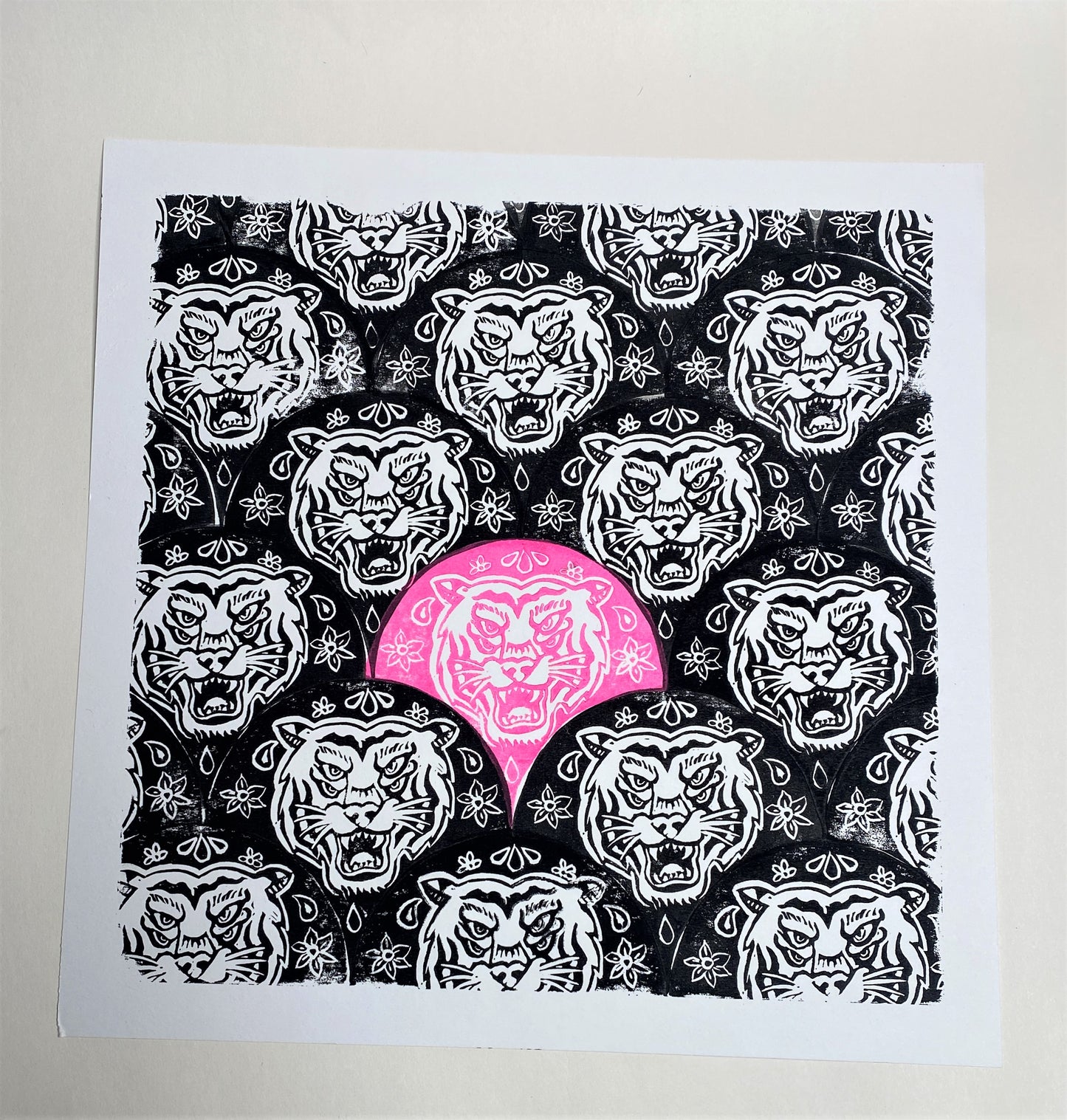 Year of the Tiger - Black w/ Pink 12"x12"