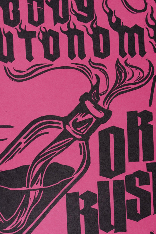OR BUST! Hot Pink - Linocut