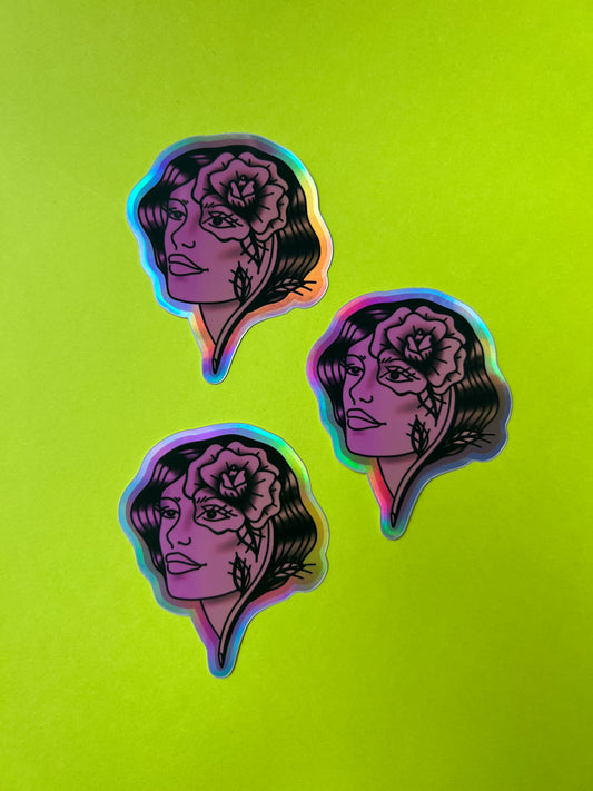 Rose Lady Holographic Sticker